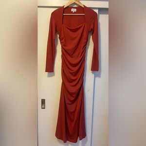 Park & Fifth | Aberdeen Dress | Long Sleeve Jersey Dress in Rust